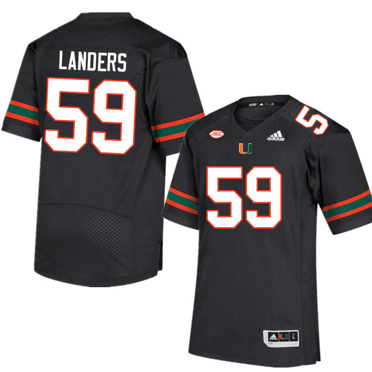Men #59 Gabe Landers Miami Hurricanes College Football Jerseys Sale-Black - Click Image to Close